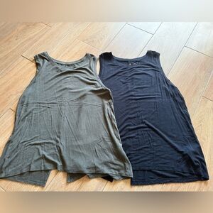 Halogen keyhole tank tops set of 2 olive green & black medium